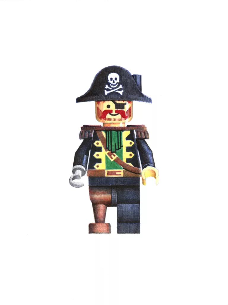 illustration au stylo bic du lego redbeard pirate