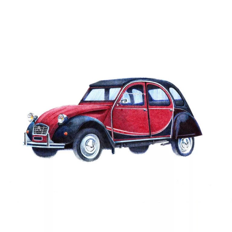 illustration d'une citroen 2cv au stylo bic