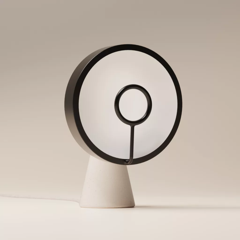 frontale est une lampe à poser inspirée des miroirs de clar