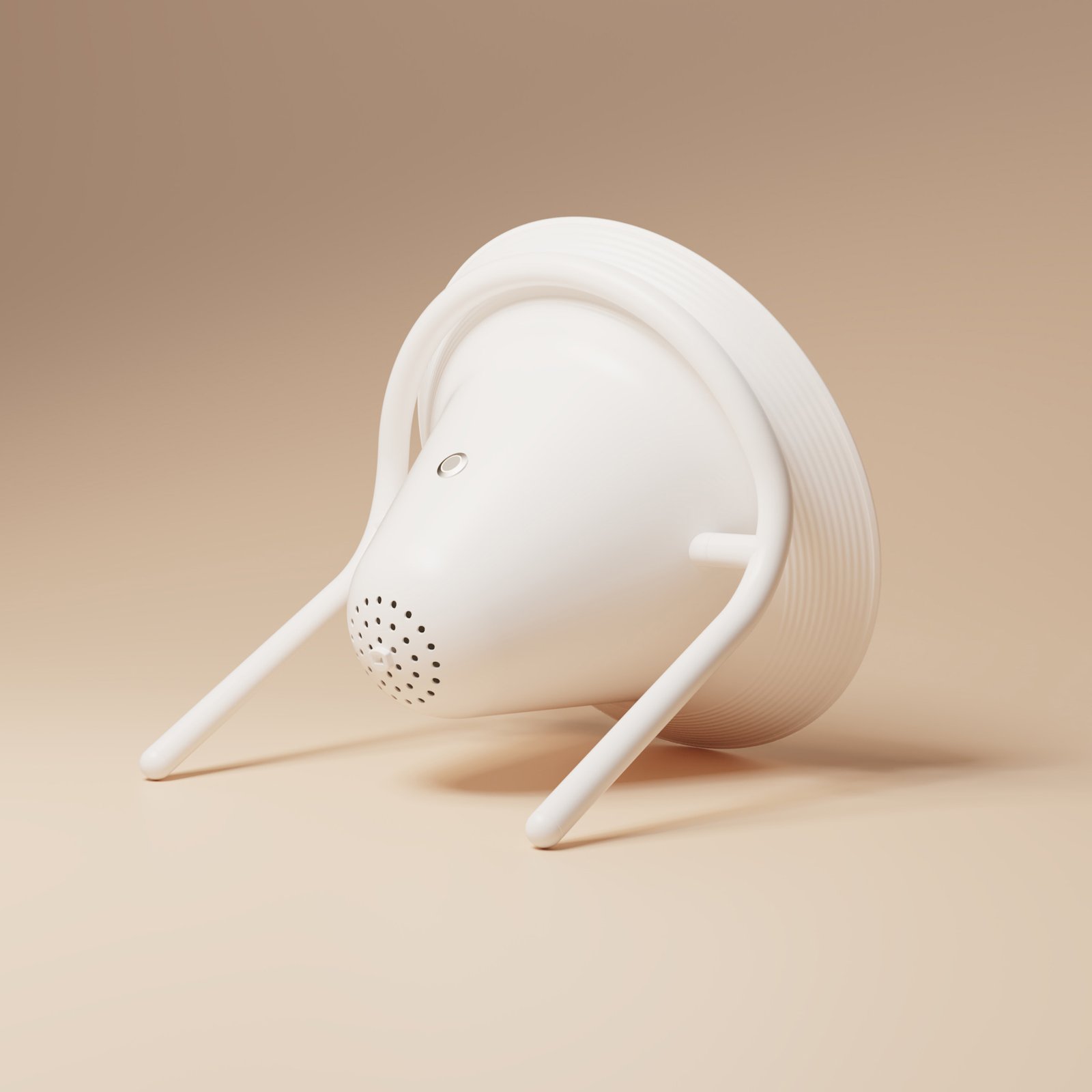dream machine 7 Lampe de photostimulation Dream Machine, design minimaliste blanc avec poignée orientable, conçue pour la méditation et la relaxation à domicile.