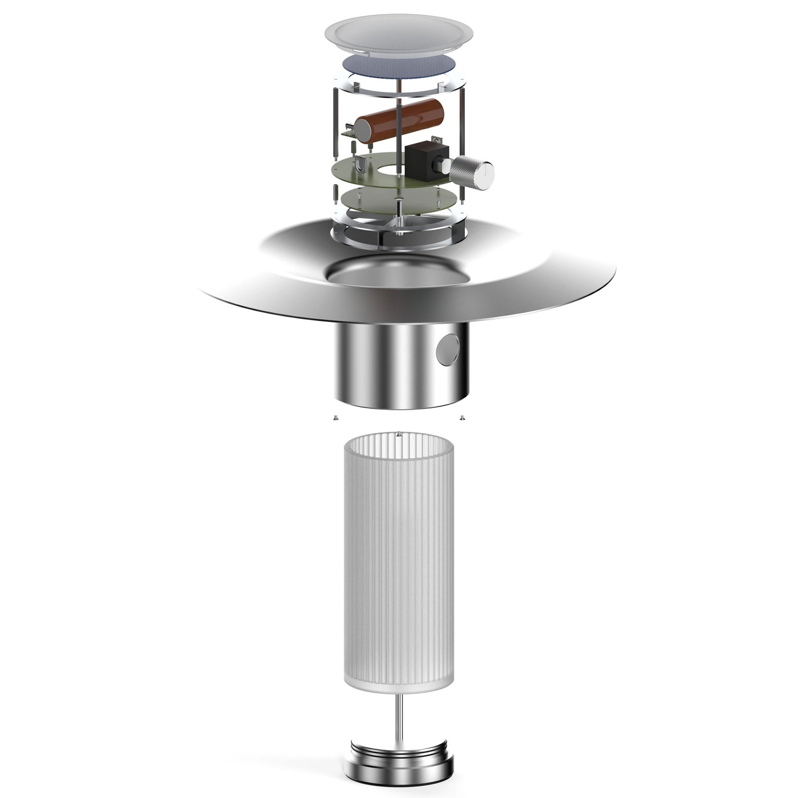 edwin, lampe solaire rechargeable 6 Vue éclaté du projet edwin. Nous pouvons voir tous les composants de la lampe.
