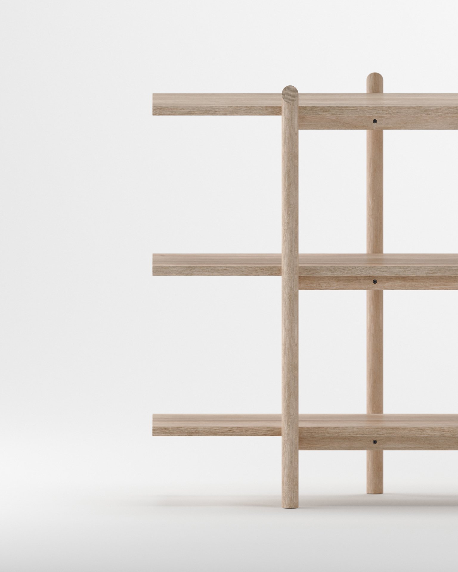 alix videlier design studio 2 pilotis est une gamme d'étagère design à monter soi-même et en chêne massif.