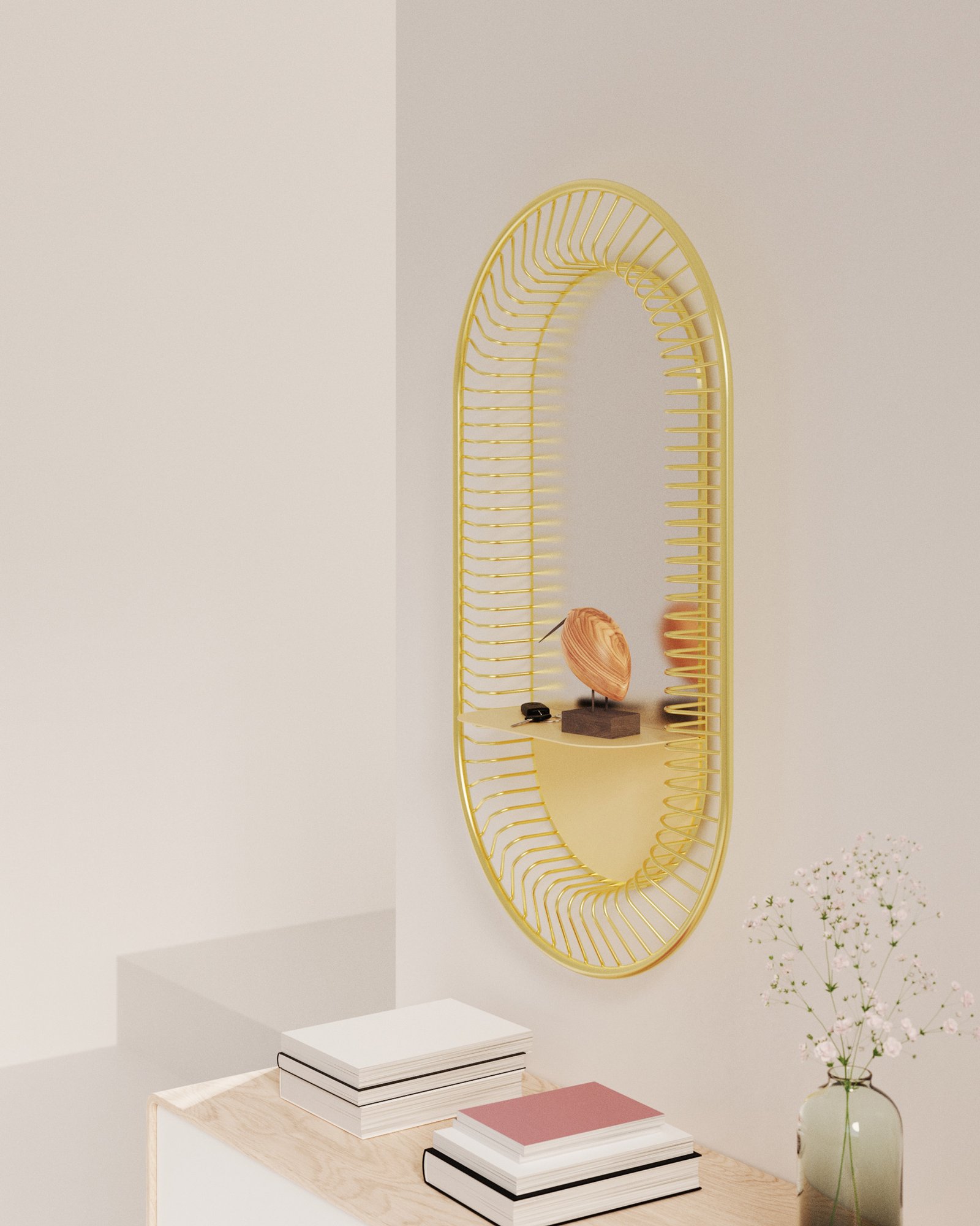 sol & mani 6 sol est un miroir en fil métallique design et contemporain.