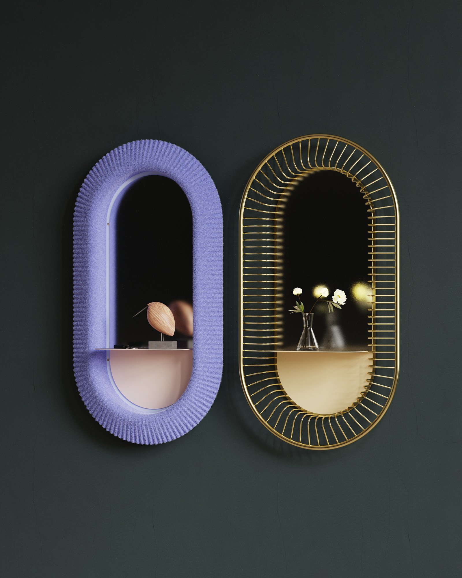 alix videlier design studio 3 sol et mani sont deux miroirs inspirés de la mythologie nordique.