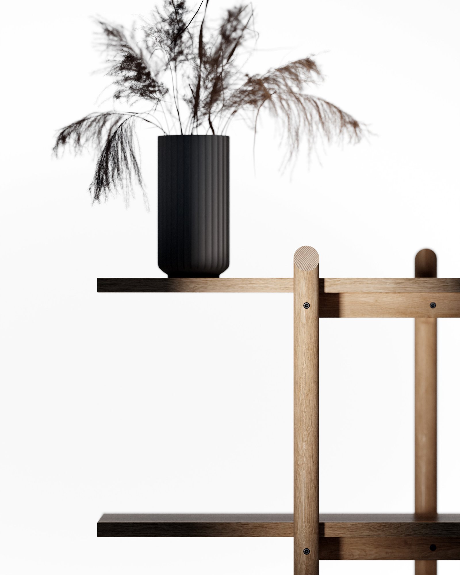 pilotis est une gamme d'étagère design à monter soi-même et en chêne massif. Designer par alix videlier design studio.
